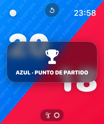 Pantalla de partido de BadScore en el Apple Watch