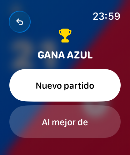 Pantalla de victoria de BadScore en el Apple Watch