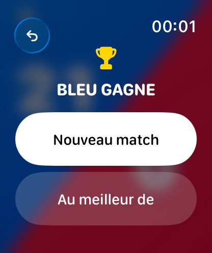 Écran du vainqueur BadScore sur Apple Watch