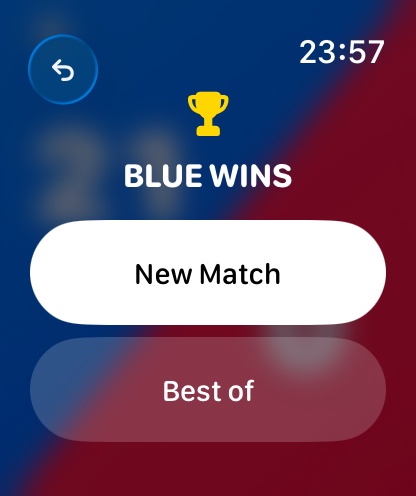 BadScore winner screen on Apple Watch